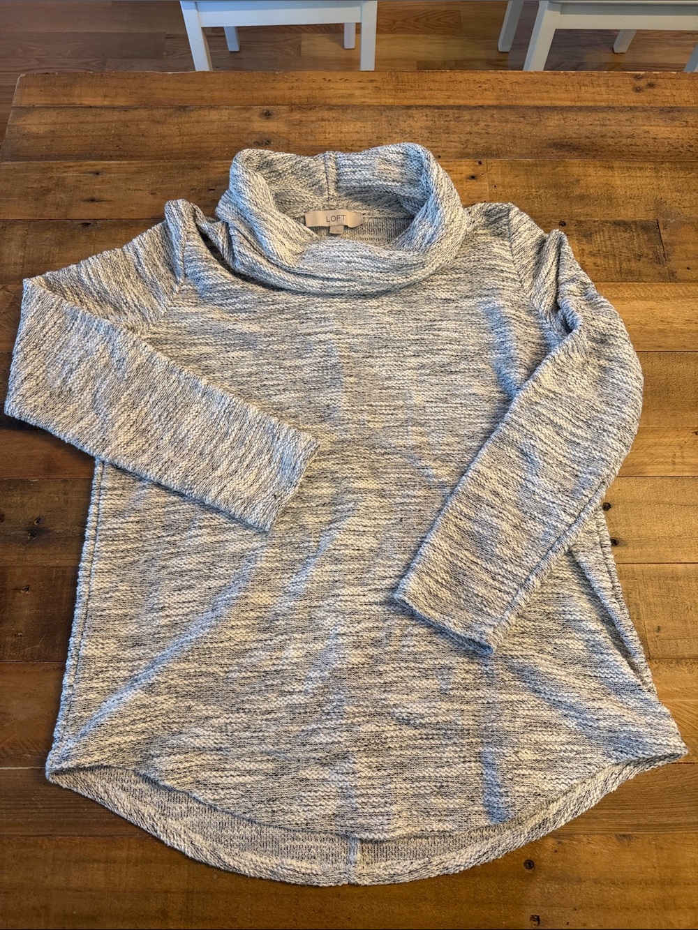 LOFT Light Heather Gray Cowl Neck Sweater